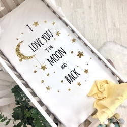 Husa saltea patuț bebe copii din bumbac 120 x 60 cm, Moon